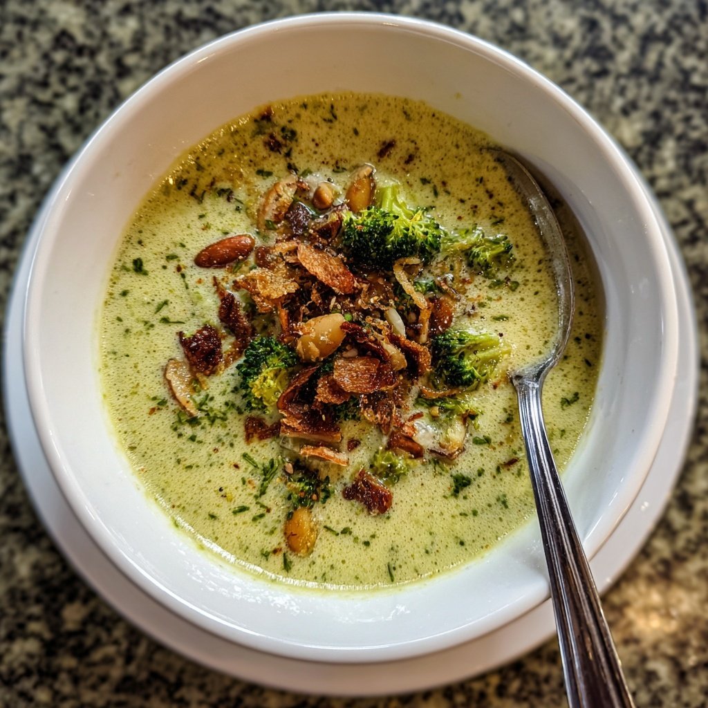 Brokkoli Suppe Mit Gerösteten Pinienkernen