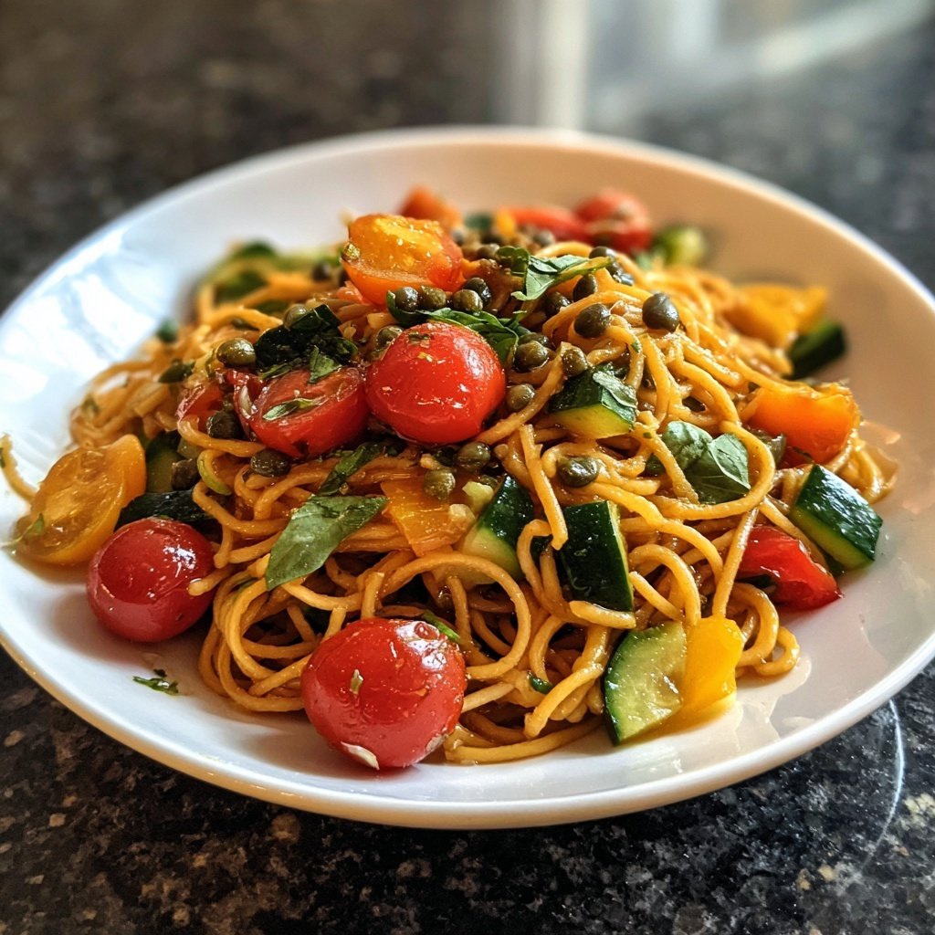 Mediterraner Nudelsalat Mit Kapern