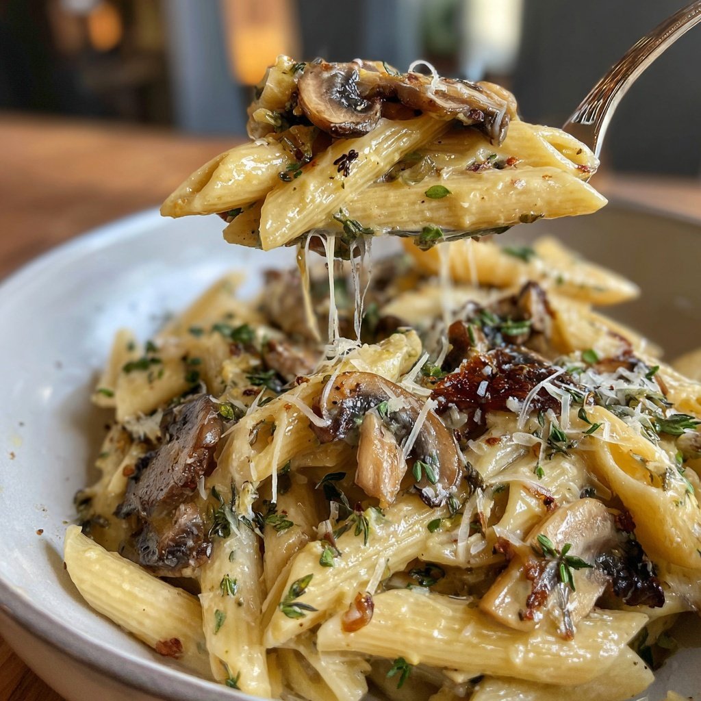 Penne mit Pilzen und Thymian