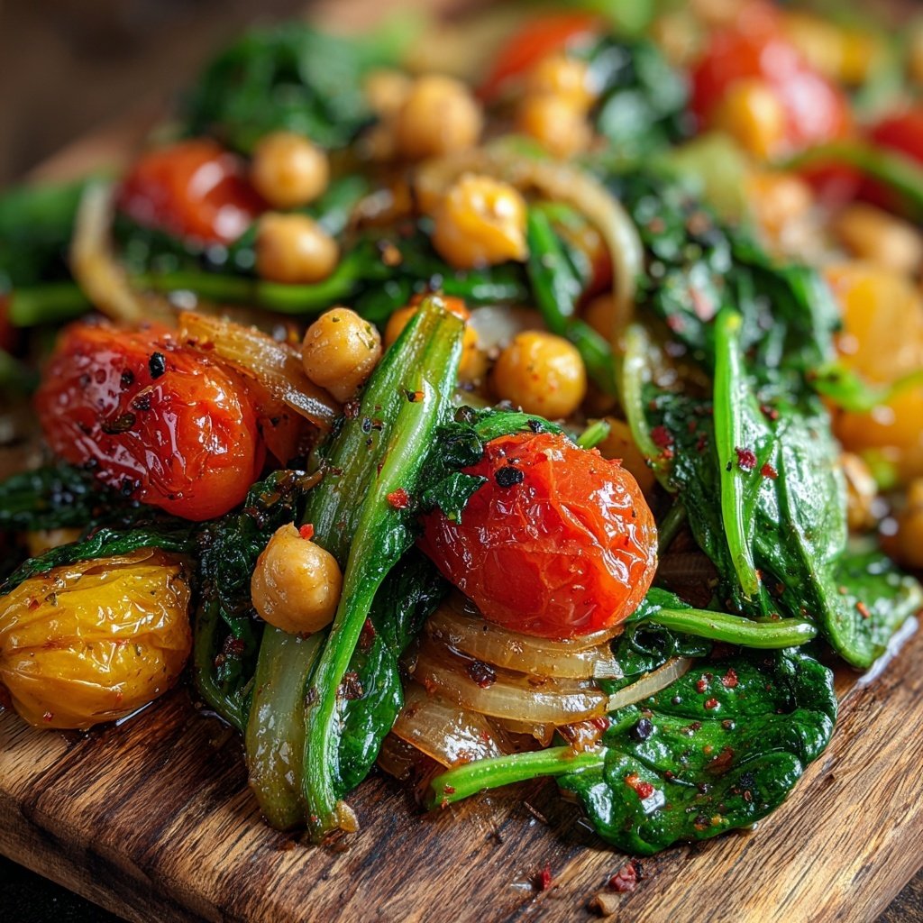 Kalorienarme Gemüsepfanne Mit Kichererbsen Und Spinat